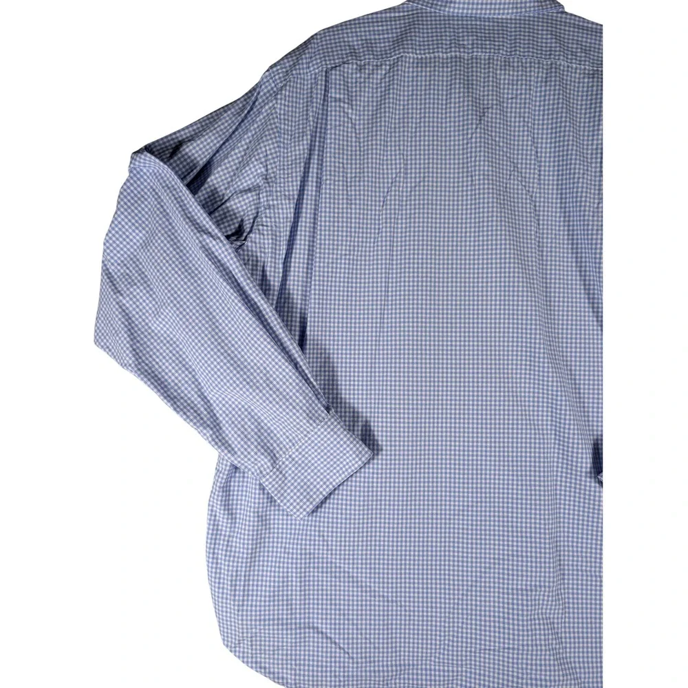 Polo Ralph Lauren Men's XL 17.5 Gingham Button Down Shirt Blue White Classic Fit